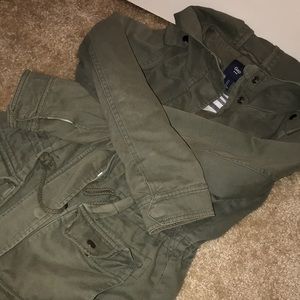 GAP olive color utility jacket with hood +one item